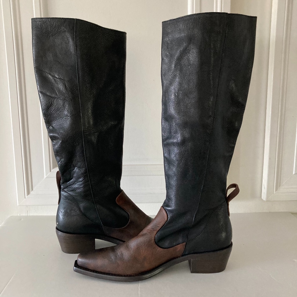 Nwot We The Free Free People Quentin Espresso Leather Rider Boots Sz 39.5